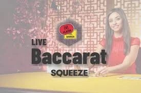 Baccarat Squeeze slot logo by Evolution at ToonieBet Casino