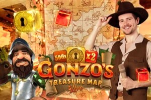 Gonzo&#039;s Treasure Map slot icon by Evolution, available at ToonieBet Casino